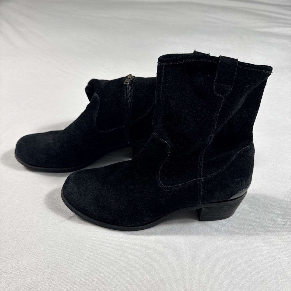 UGG Boots Womens 6.5 Black Burnished Black Suede BRIAR Side Zip Western‎ Style